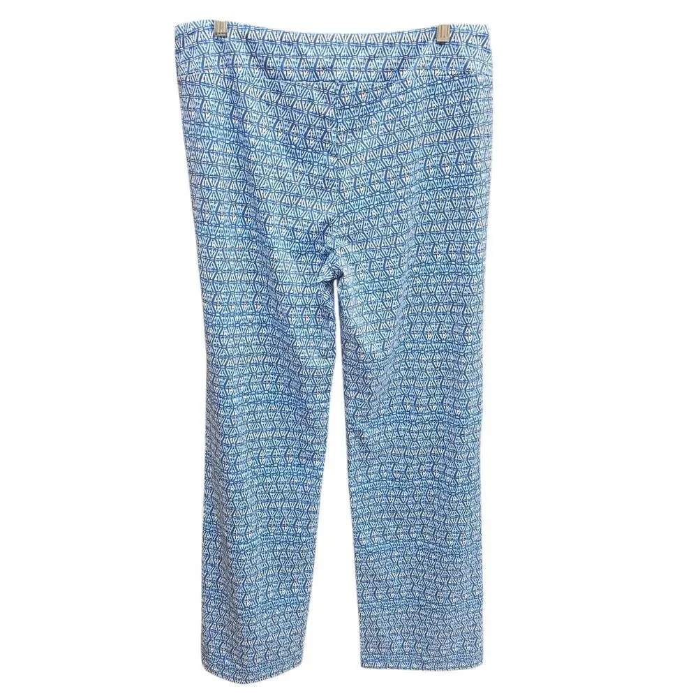J. McLaughlin Carmel Marigot Flare Pants NWT Dark Blue/Blue/White Size L
